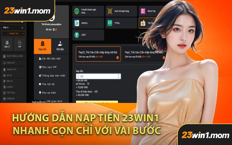 Hướng Dẫn Nạp Tiền 23WIN1 Nhanh Gọn Chỉ Với Vài Bước