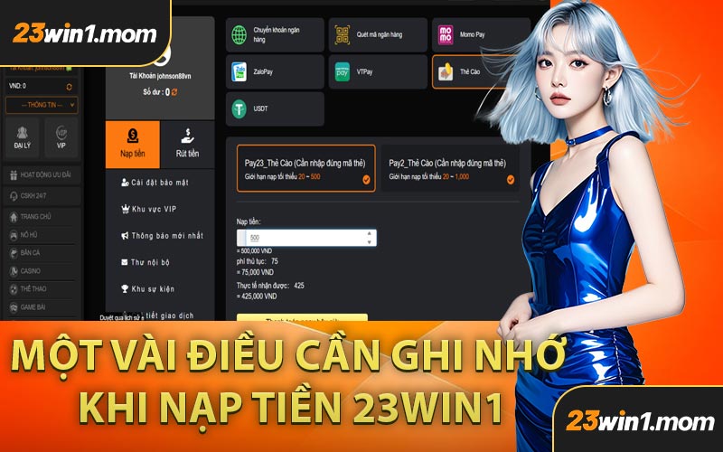 Một Vài Điều Cần Ghi Nhớ Khi Nạp Tiền 23WIN1